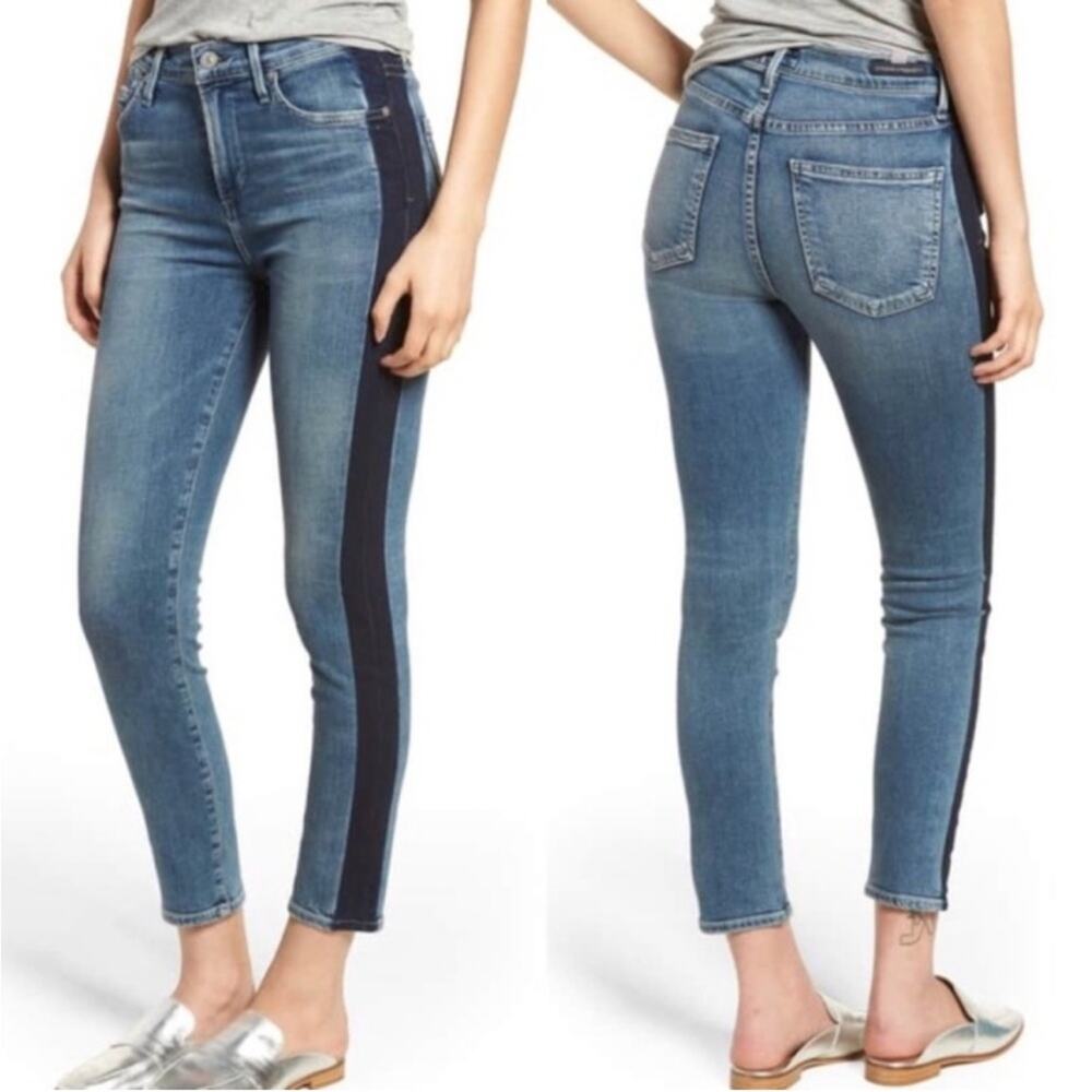 Citizens Of Humanity Blue Skinny Jeans with Tuxedo Stripe